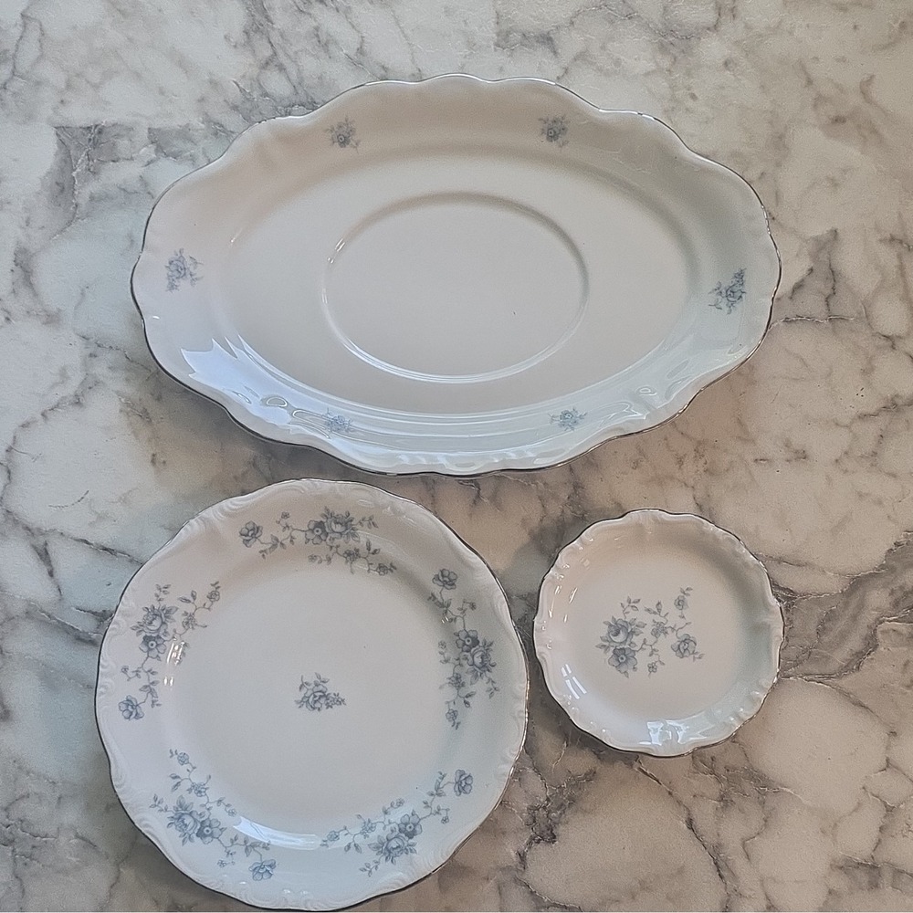Vintage Johann Haviland Blue Garland China Set, Bavaria Germany